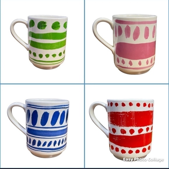Kate Spade ♠️ Lennox Good Tasting Stacking Coffee Mugs - Set of 4 - Picture 1 of 8